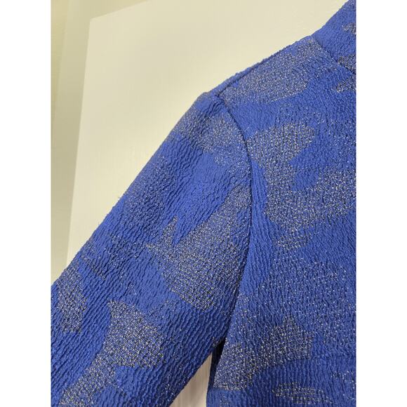 Hunter Bell Polly Blue Long Sleeved Mockneck Textured Shift Mini Dress, Size 0 - Picture 4 of 13